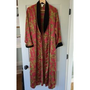 Natori Womens Sz‎ S Petite  Rub Style Robe Velvet Trim Luxurious Comfort